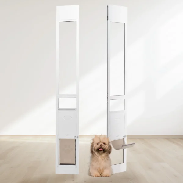 Adjustable Aluminum Frame Tempered Glass Pet Door