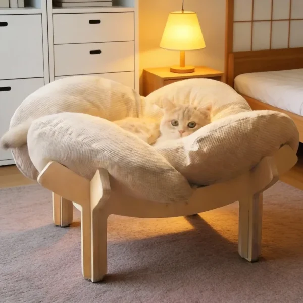 Cushioned Wooden Frame Cat Bed/Sofa